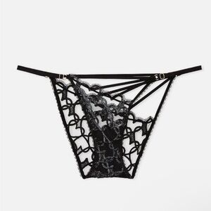 Victoria’s Secret Very Sexy Linked Hearts Black Strappy Bikini Panty Sz S